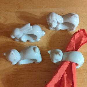 Ceramic Animal Napkin Holders - White